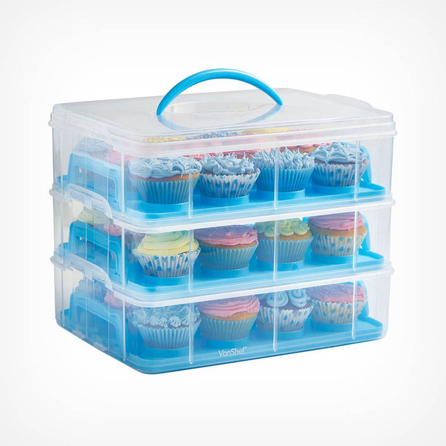 VonShef Cupcake Carrier with Handle – Three and Two Tier Cake Box