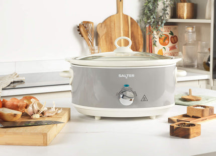 Salter Retro 6.5L Slow Cooker – Family Size, 3 Heat Settings, Grey, 320W