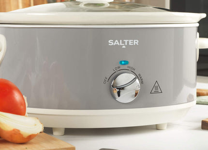 Salter Retro 6.5L Slow Cooker – Family Size, 3 Heat Settings, Grey, 320W