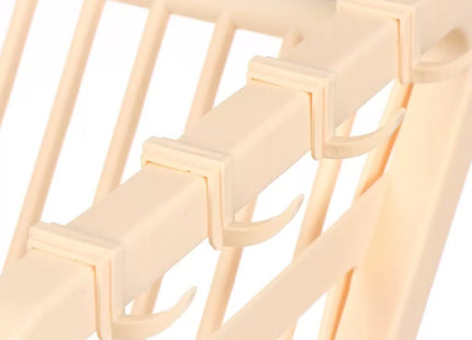 2-Tier Multifunctional Plastic Dish Drain Rack with Removable Drip – Beige