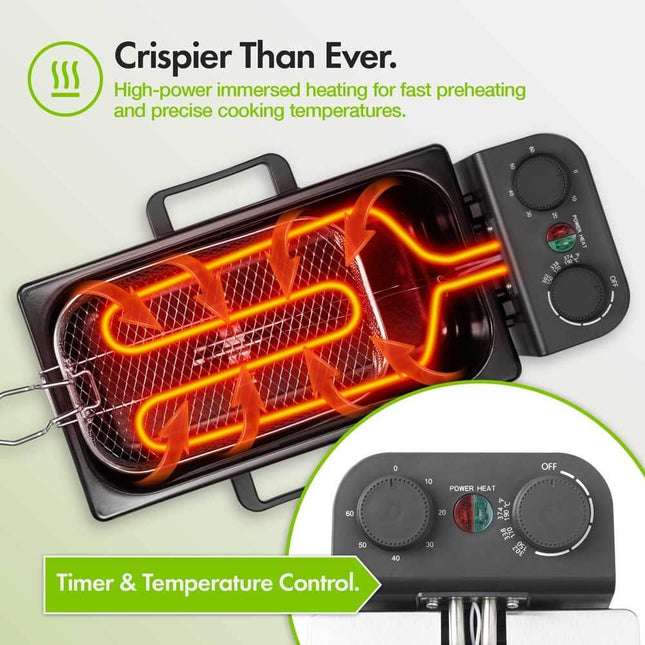 VonShef 3L Deep Fat Fryer – Stainless Steel Fryer with Viewing Window