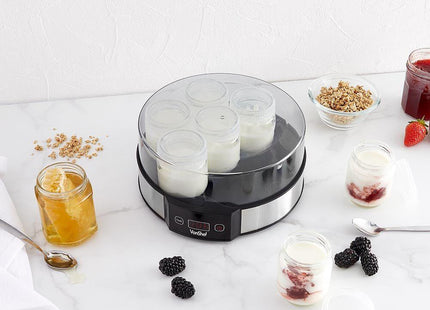 VonShef Digital Yoghurt Maker – 7 Glass Jars, Stainless Steel Design