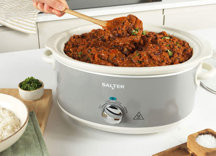 Salter Retro 6.5L Slow Cooker – Family Size, 3 Heat Settings, Grey, 320W