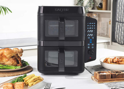 Salter VertiCook View Air Fryer – 9L Dual Drawer Vertical Design – Black