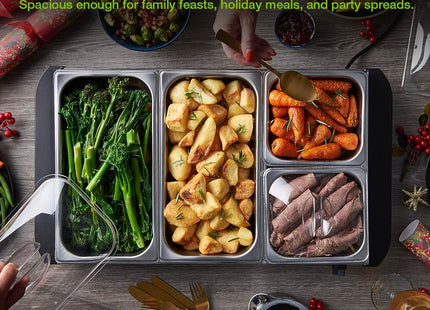 VonShef 2-in-1 Buffet Food Server – Adjustable Temperature Control