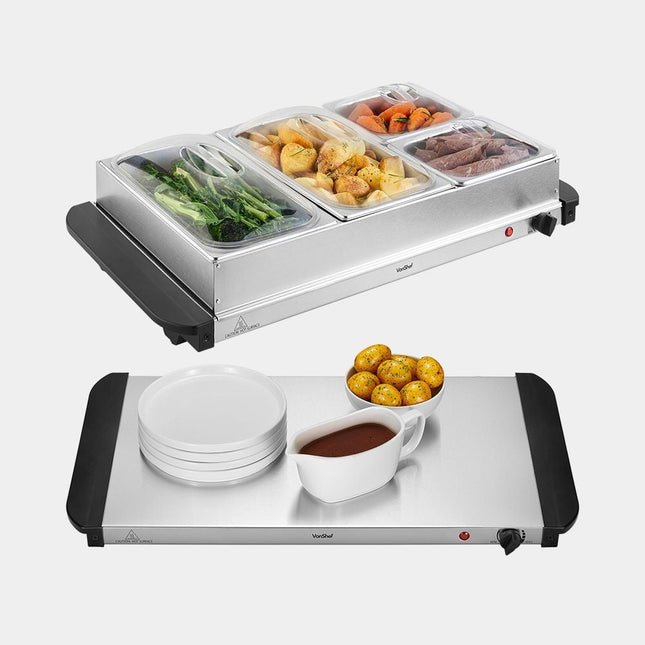 VonShef 2-in-1 Buffet Food Server – Adjustable Temperature Control