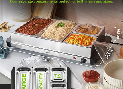 VonShef 2-in-1 Buffet Food Server – Adjustable Temperature Control