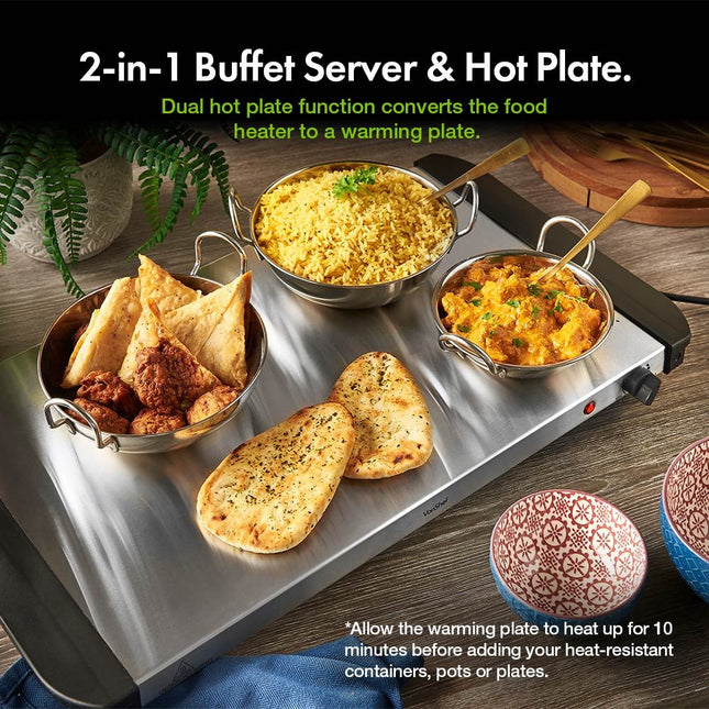 VonShef 2-in-1 Buffet Food Server – Adjustable Temperature Control