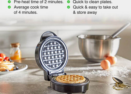 VonShef 600W Mini Waffle Maker – Compact Non-Stick Waffle Iron