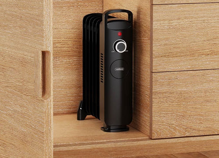 VonHaus 6 Fin Oil Filled Radiator 800W – Portable Electric Heater – Black
