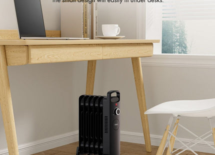 VonHaus 6 Fin Oil Filled Radiator 800W – Portable Electric Heater – Black