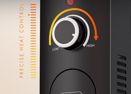 VonHaus 6 Fin Oil Filled Radiator 800W – Portable Electric Heater – Black