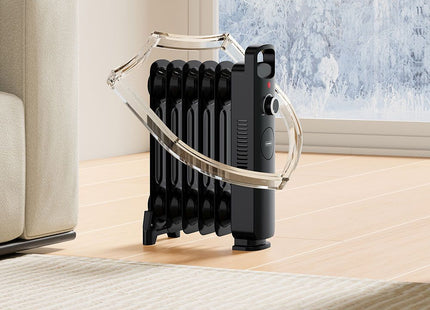 VonHaus 6 Fin Oil Filled Radiator 800W – Portable Electric Heater – Black