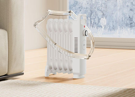 VonHaus 6 Fin Oil Filled Radiator 800W – Portable Electric Heater – White