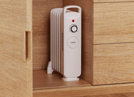 VonHaus 6 Fin Oil Filled Radiator 800W – Portable Electric Heater – White