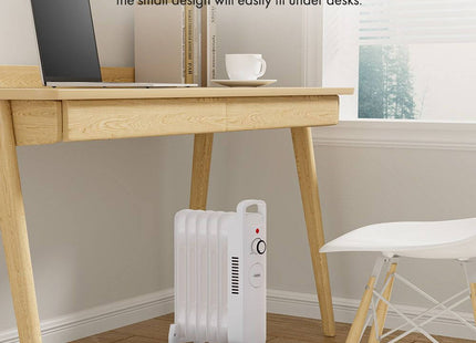 VonHaus 6 Fin Oil Filled Radiator 800W – Portable Electric Heater – White