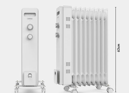 VonShef 9 Fin Oil Filled Radiator 2000W – Overheat Protection – White