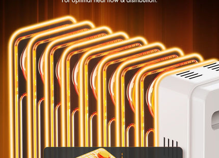 VonShef 9 Fin Oil Filled Radiator 2000W – Overheat Protection – White