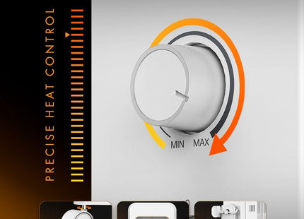 VonShef 9 Fin Oil Filled Radiator 2000W – Overheat Protection – White