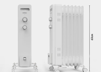 VonHaus 7 Fin Oil Filled Radiator 1500W – White Portable Electric Heater