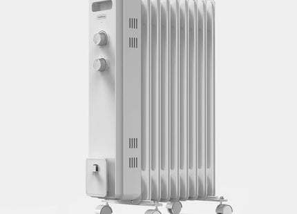 VonShef 9 Fin Oil Filled Radiator 2000W – Overheat Protection – White