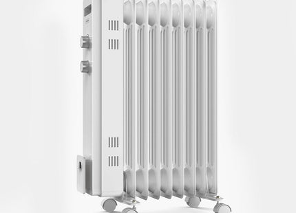VonShef 9 Fin Oil Filled Radiator 2000W – Overheat Protection – White