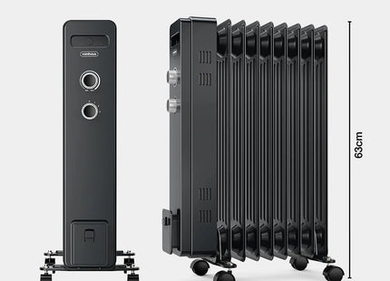 VonShef 9 Fin Oil Filled Radiator 2000W – Overheat Protection – White