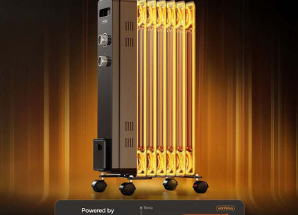 VonHaus 7 Fin Oil Filled Radiator 1500W – Black Portable Electric Heater