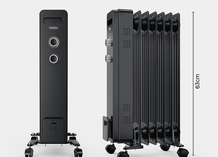 VonHaus 7 Fin Oil Filled Radiator 1500W – Black Portable Electric Heater