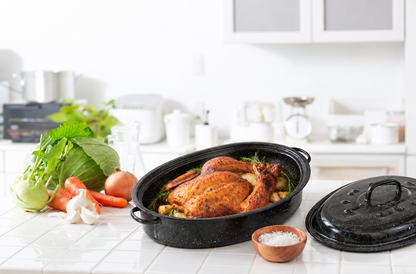 Enamel Roasting Tin with Self Basting Lid, 42cm, 7L