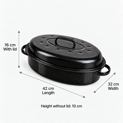 Enamel Roasting Tin with Self Basting Lid, 42cm, 7L