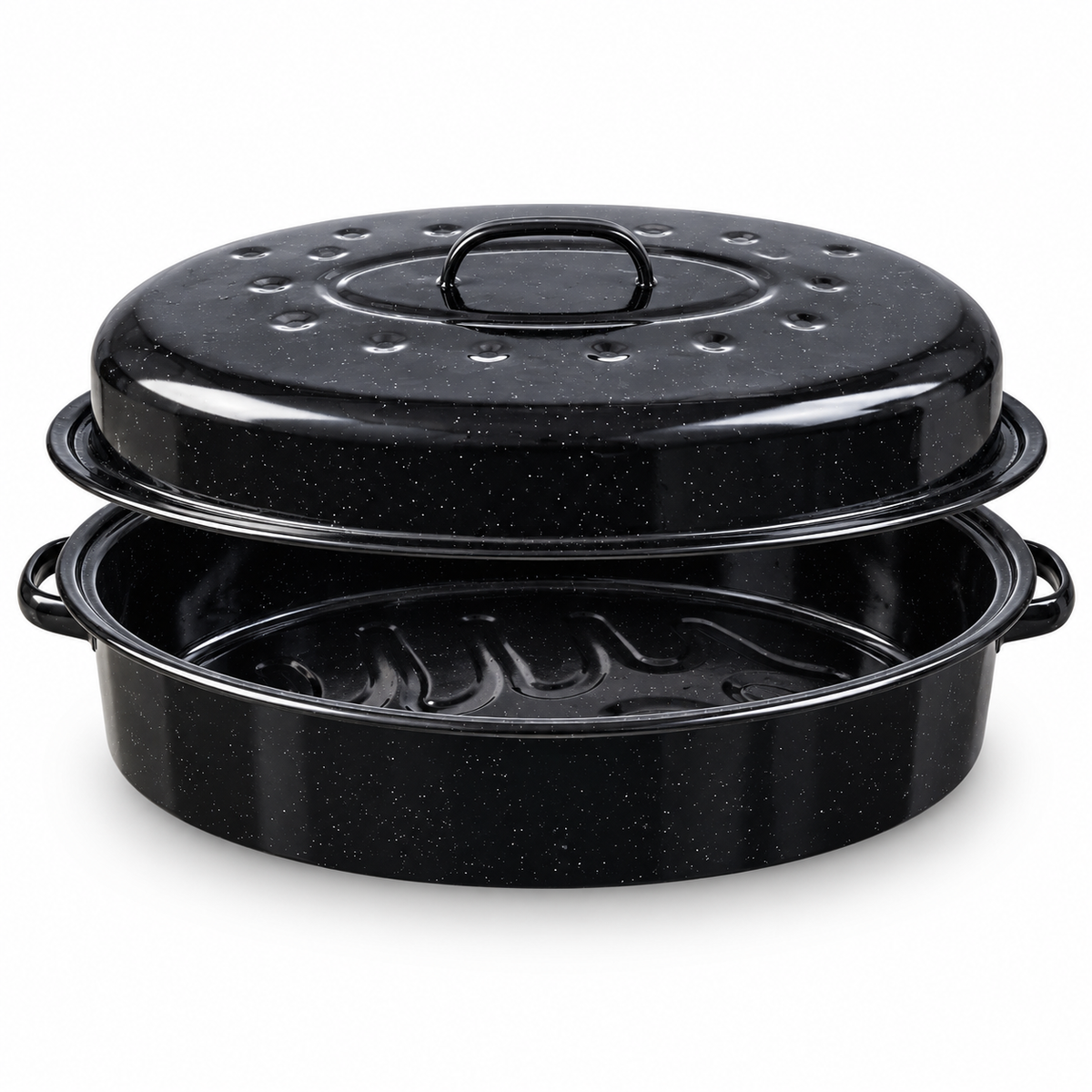 Enamel Roasting Tin with Self Basting Lid, 42cm, 7L