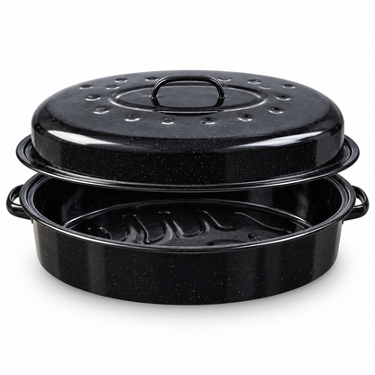 Enamel Roasting Tin with Self Basting Lid, 42cm, 7L