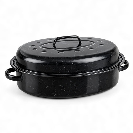 Enamel Roasting Tin with Self Basting Lid, 42cm, 7L