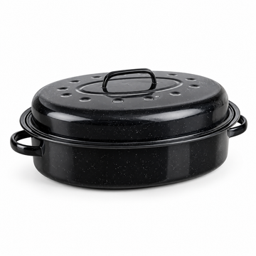 Enamel Roasting Tin with Self Basting Lid, 42cm, 7L