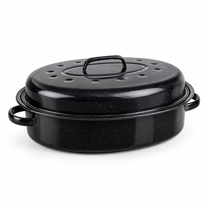 Enamel Roasting Tin with Self Basting Lid, 42cm, 7L