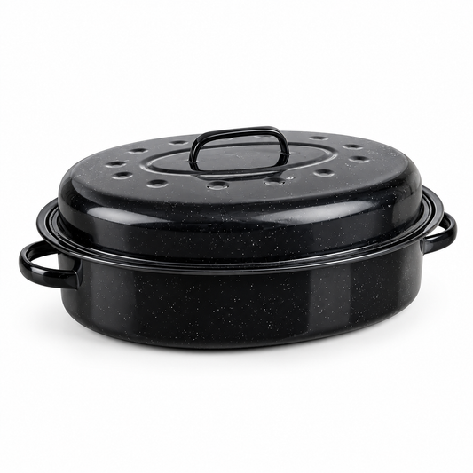 Enamel Roasting Tin with Self Basting Lid, 42cm, 7L