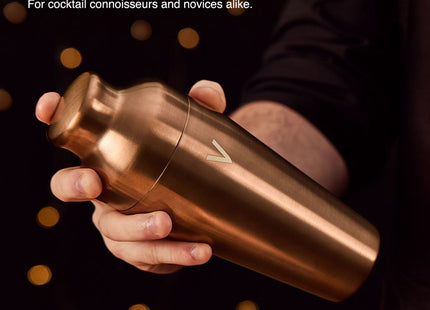 VonShef Parisian Copper Cocktail Shaker Set – 6 Piece Stainless Steel - 550ml