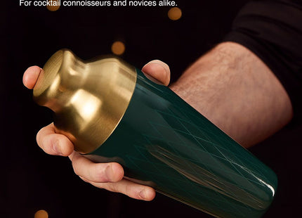 VonShef Parisian Green & Gold Cocktail Shaker Set – 6 Piece Bartender Kit