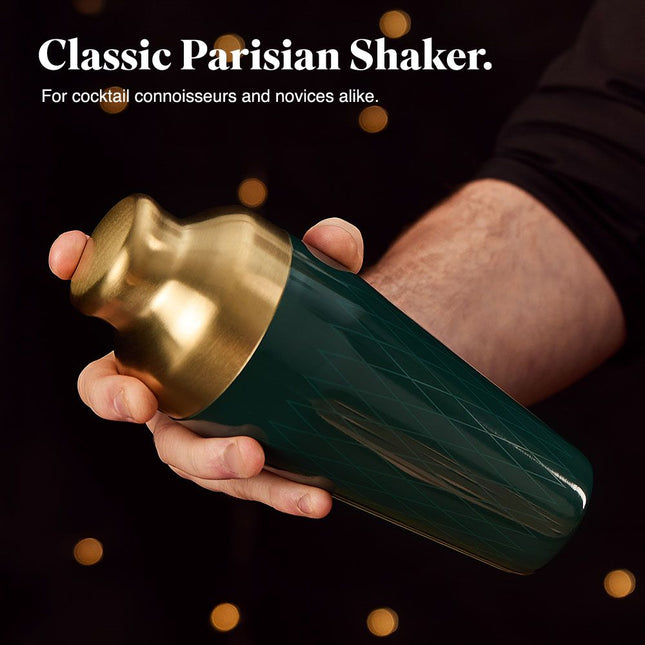VonShef Parisian Green & Gold Cocktail Shaker Set – 6 Piece Bartender Kit