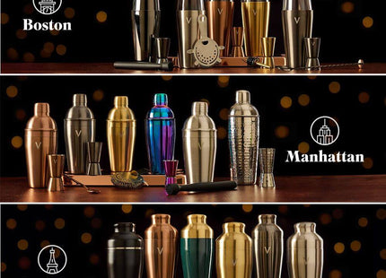 VonShef Parisian Green & Gold Cocktail Shaker Set – 6 Piece Bartender Kit
