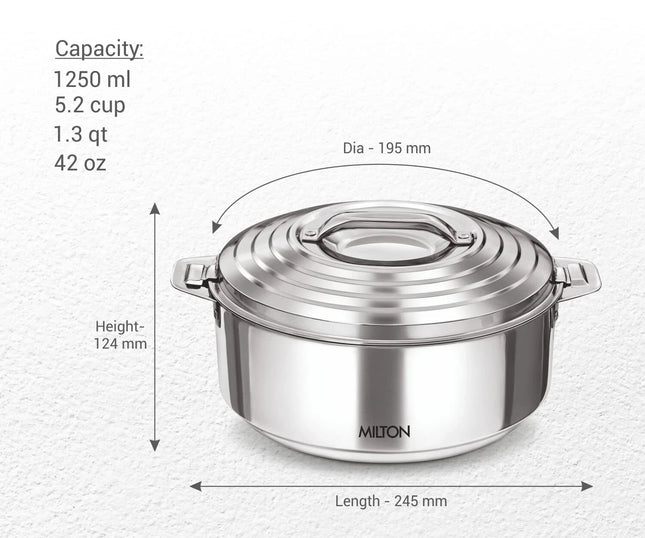 MILTON Galaxia 1000 Insulated Stainless Steel Casserole – 1.25L