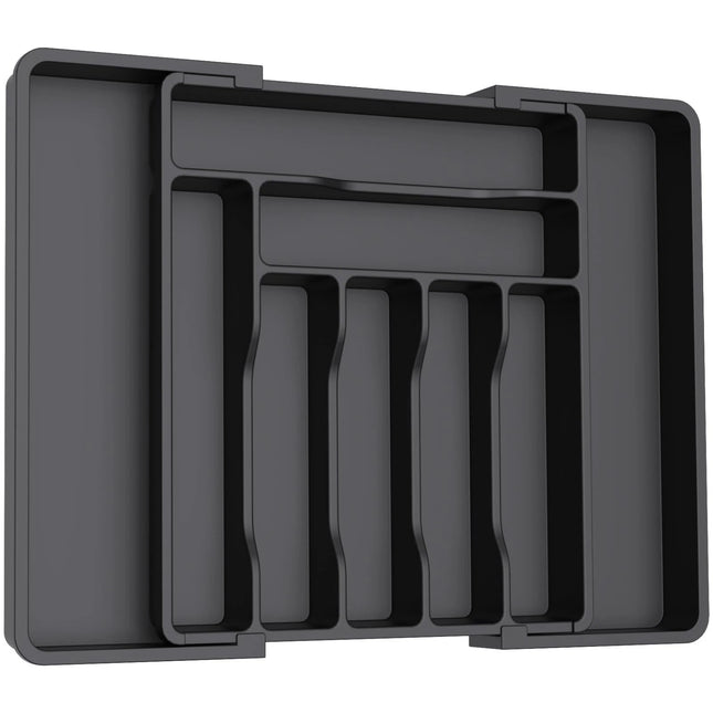 Lifewit Cutlery Drawer Organiser Large – Adjustable 9 Compartment Insert, Black