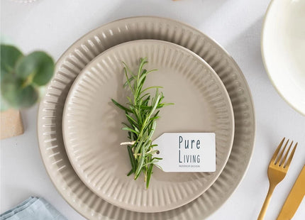 Pure Living 24-Piece Stoneware Dinnerware Set – Light Grey