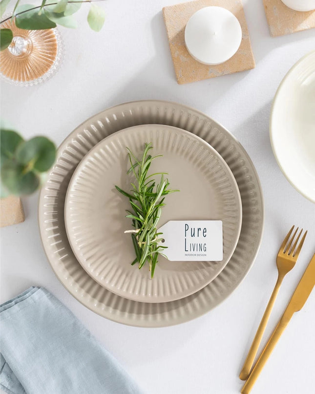 Pure Living 24-Piece Stoneware Dinnerware Set – Light Grey