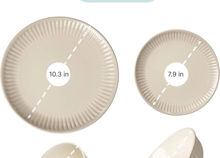 Pure Living 24-Piece Stoneware Dinnerware Set – Light Grey