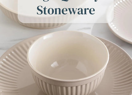 Pure Living 24-Piece Stoneware Dinnerware Set – Light Grey