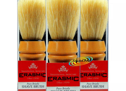 Erasmic Pure Natural Bristle Shaving Brush – 3 Pack, Traditional Close Shave