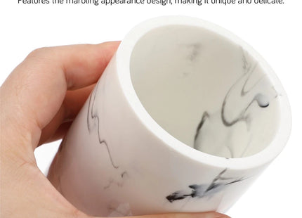 Cabilock Marble Bathroom Organizer Cup – White Resin Tumbler with Chrome Finish