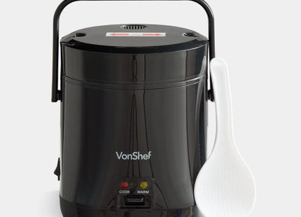 VonShef Small Rice Cooker 0.3L – Compact Electric Steamer - Black